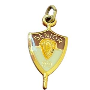 Vintage Jostens SLU 89 Enameled Maroon & Gold Senior Charm Shield‎ Class Pendant